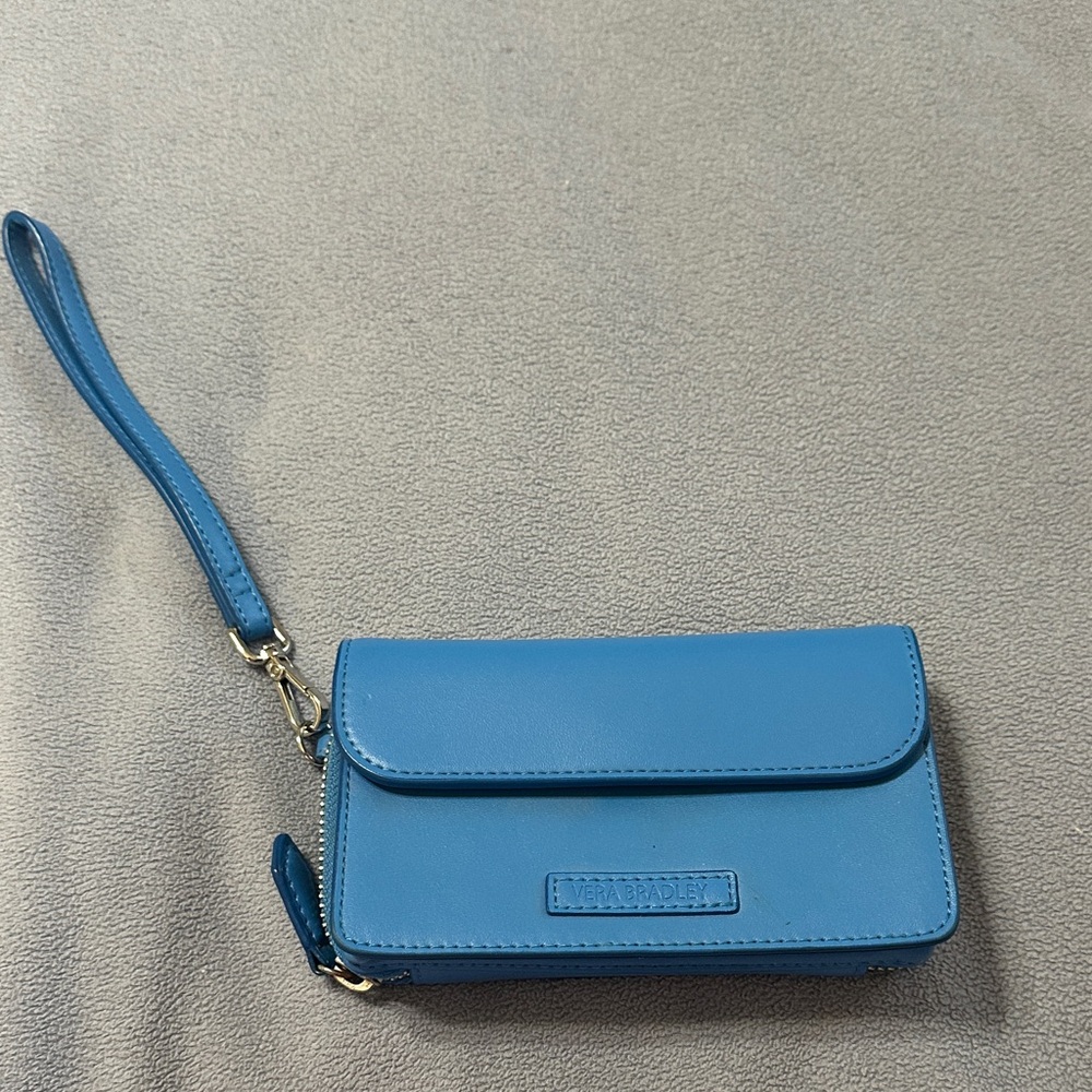 Vera Bradley Sky Blue Wristlet Wallet with Removable Strap